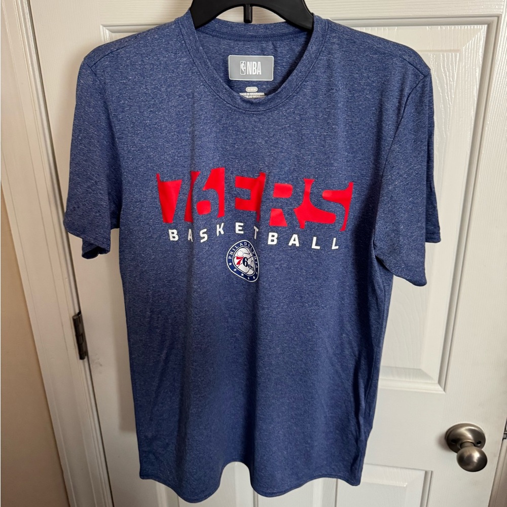NBA 76ers Royal Light Blue Tee with Red Accents MED $24